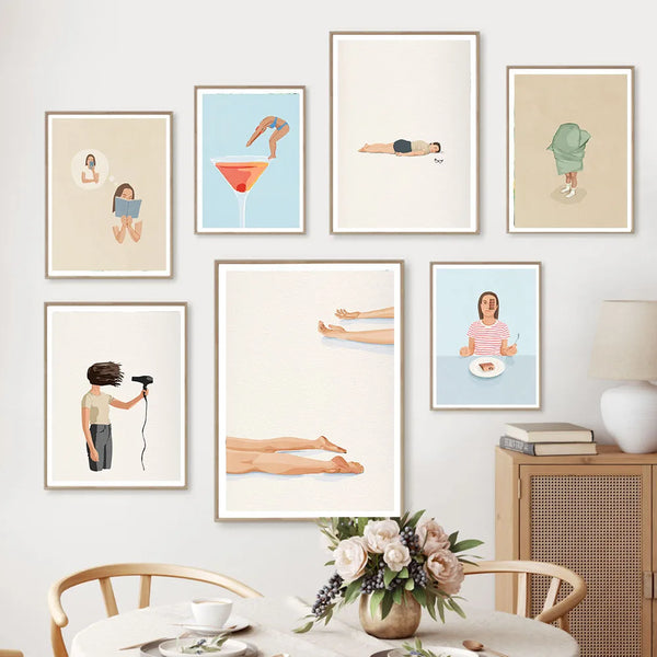 Abstract Figure Posters Swimming Girl Wall Art Canvas Minimalism Life Modern Creative Prints Pictures for Living Room Decoration ConnectRoom