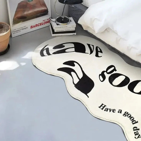 Anime Home Soft Fur Rugs “have a good day”Floor Mat Bedroom Makeover Bedside Sofa Fluffy Non-Slip Absorbent Carpet Furry Decor ConnectRoom