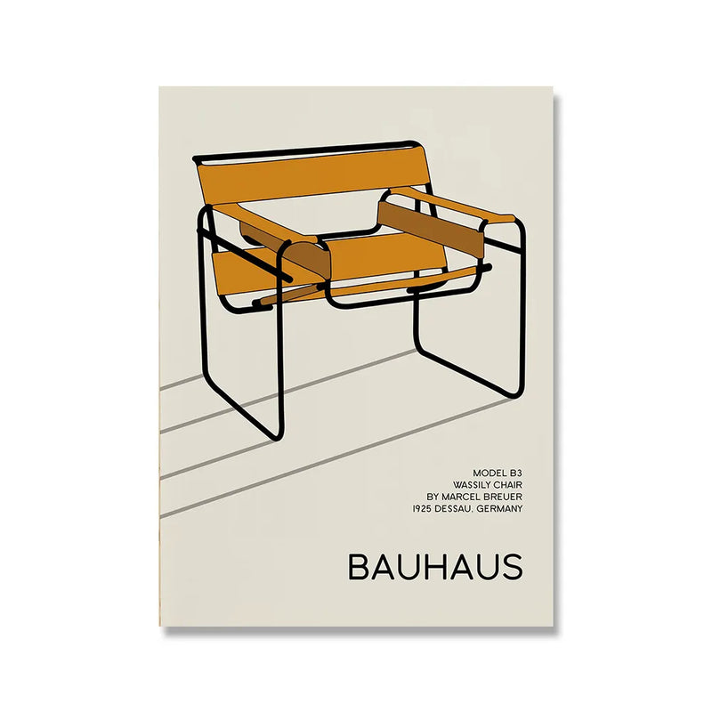 Bauhaus Exhibition Poster Chair Running Male Geometric Canvas Painting Black Orange Minimalist Abstract Wall Picture Home Decor ConnectRoom