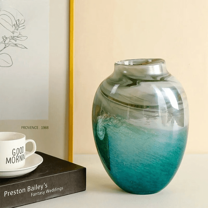 Dark Green Ripple Glass Vase ConnectRoom