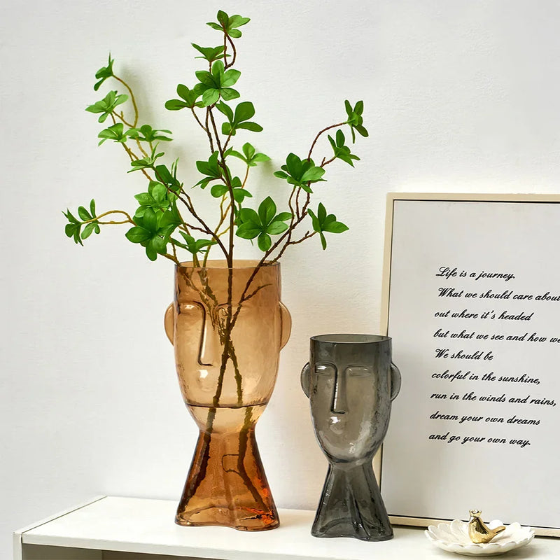 Transparent Face Glass Vase