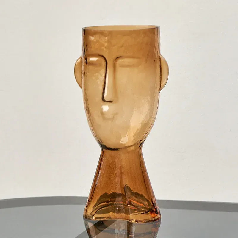 Transparent Face Glass Vase