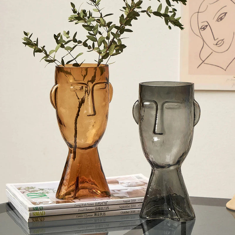 Transparent Face Glass Vase