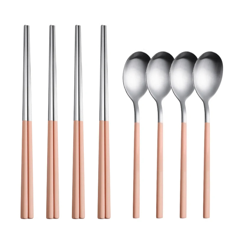 8Pcs Korean Spoons & Chopsticks - ConnectRoom