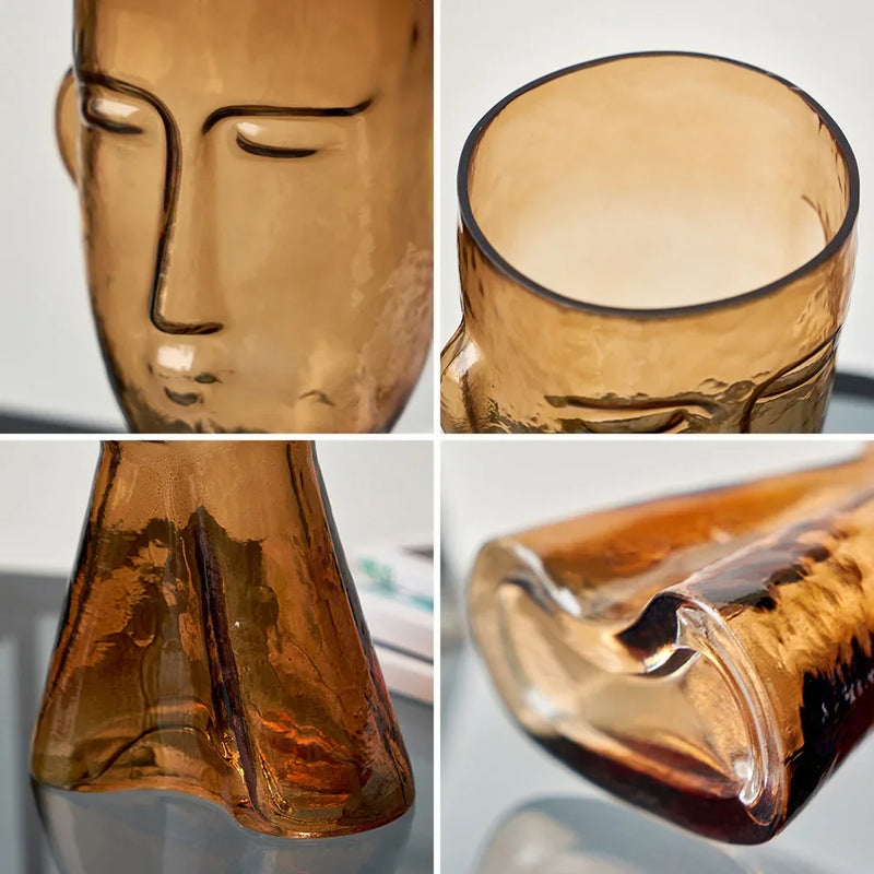 Transparent Face Glass Vase